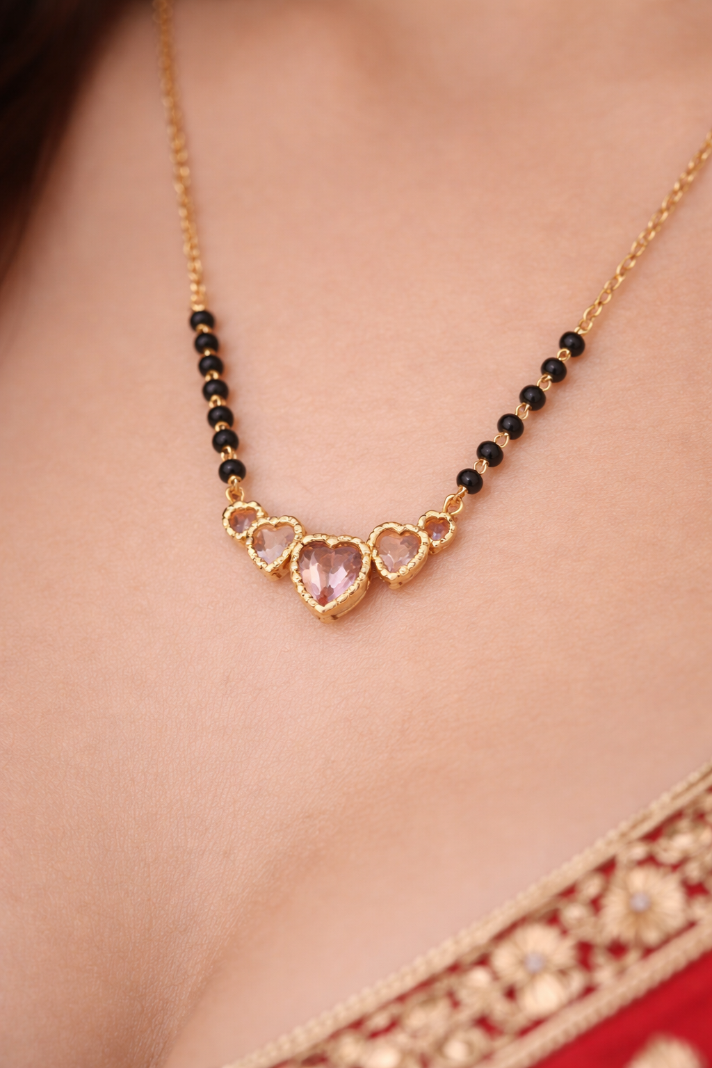 Triple Heart Crystal Mangalsutra