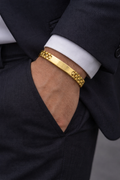 Om Gold Bracelet For Men With Dotted Pattern