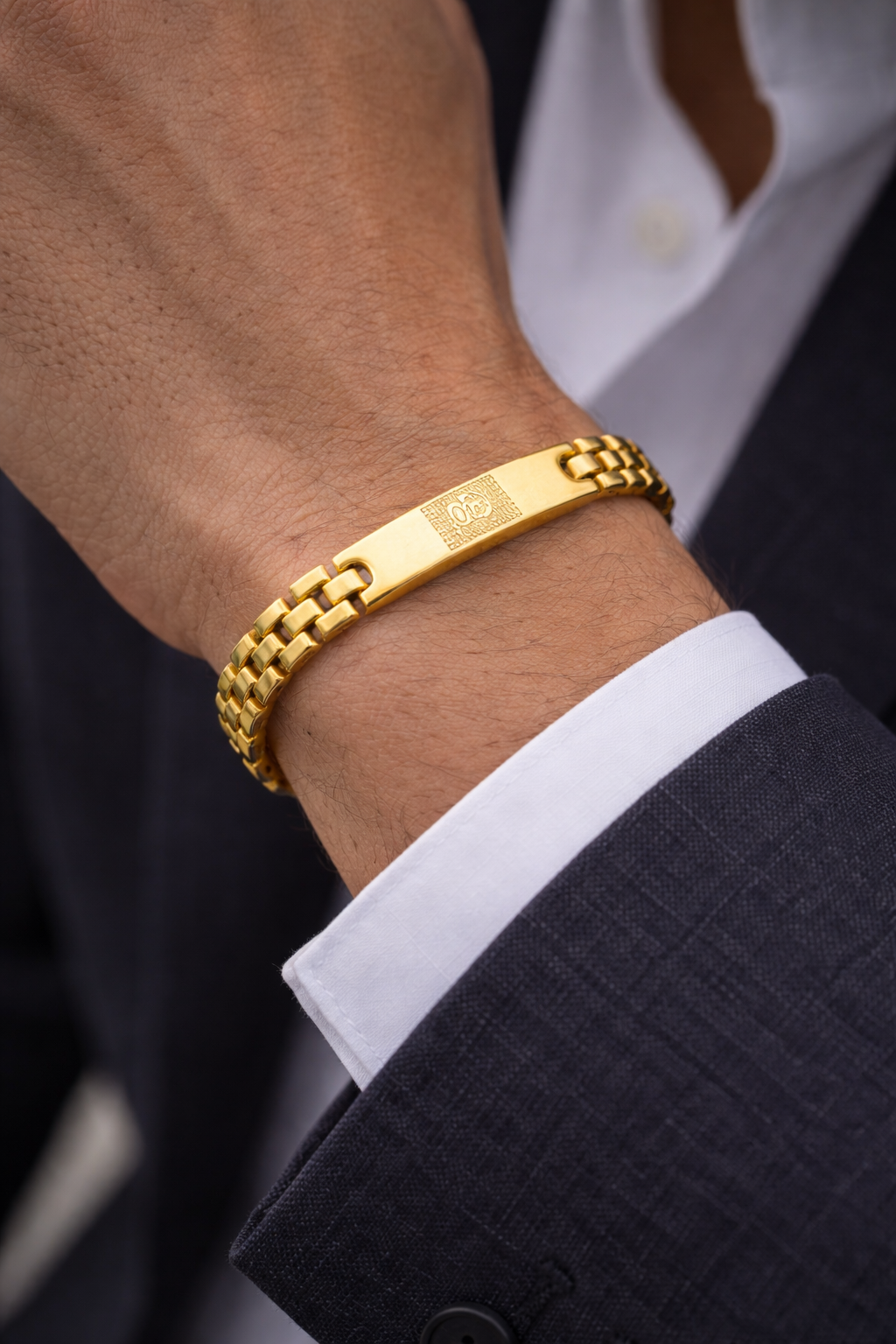 Om Gold Bracelet For Men With Dotted Pattern