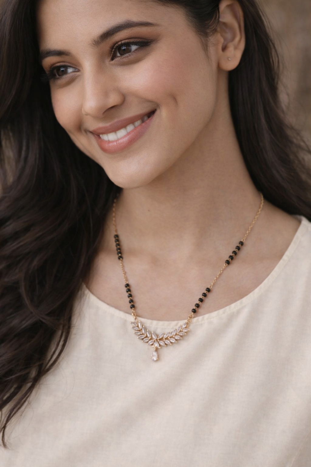 Leaf Motif Diamond Mangalsutra