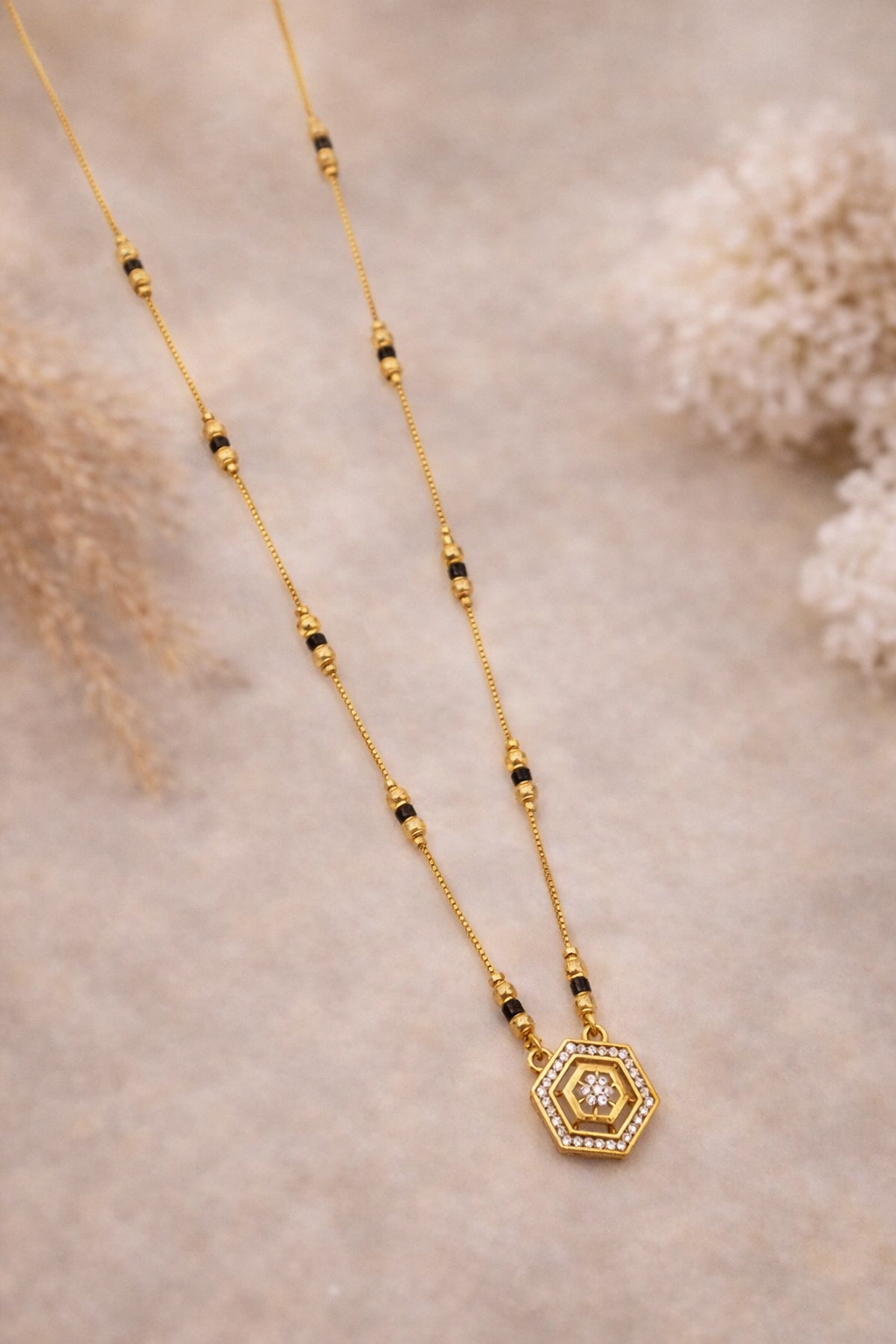 Hexagon Diamond Pendant Mangalsutra