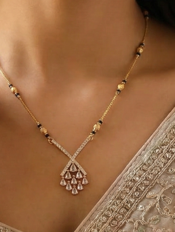 Graceful Crossline Diamond Mangalsutra