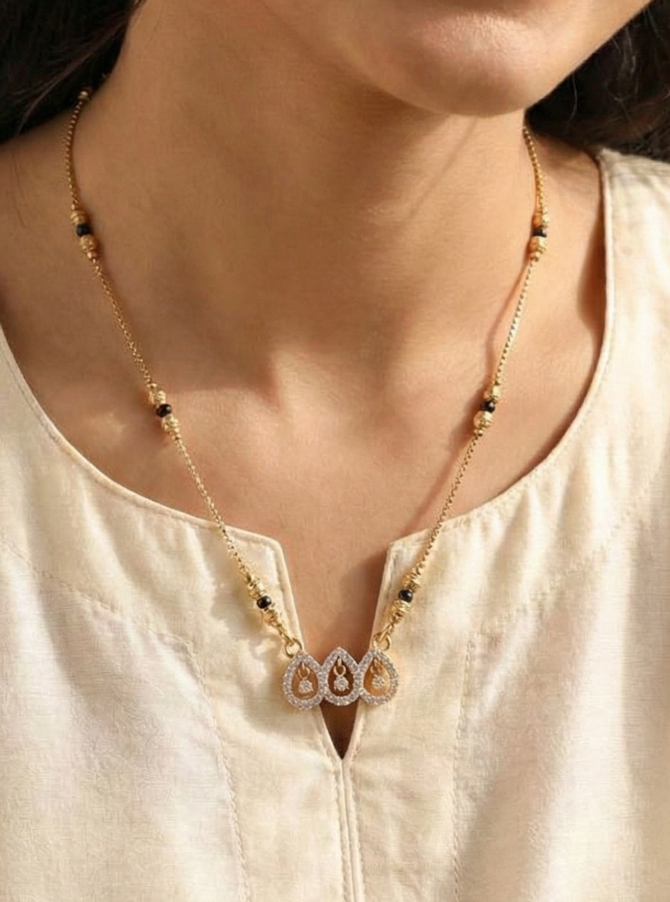 Trinity Drop Diamond Mangalsutra