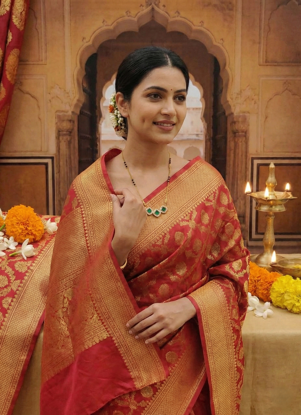 Emerald Triveni Mangalsutra