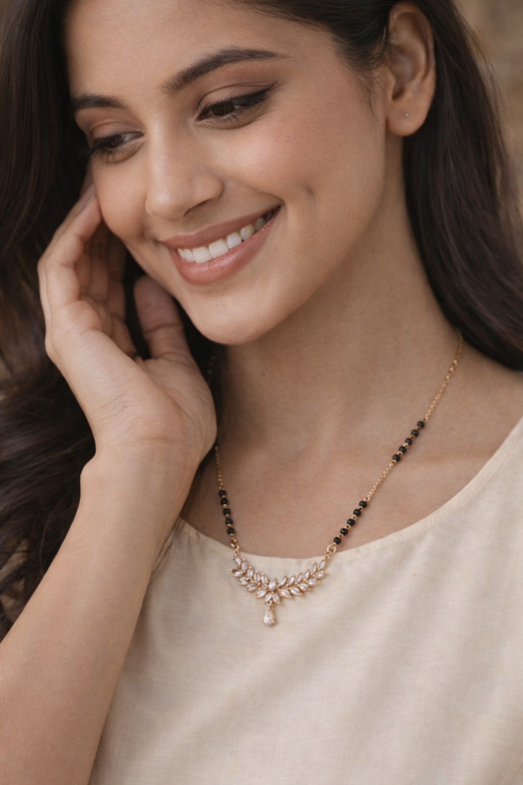Leaf Motif Diamond Mangalsutra