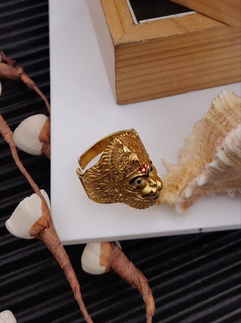 Hanumanji Gold Statement Ring