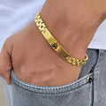 Om Symbol Gold Finish Link Bracelet